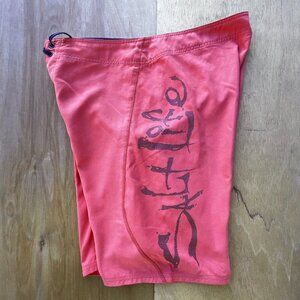 SALT LIFE SLX-QD SKULL BOARD SHORTS Men’s sz 38 Hot Pink Polyester Peach Fabric